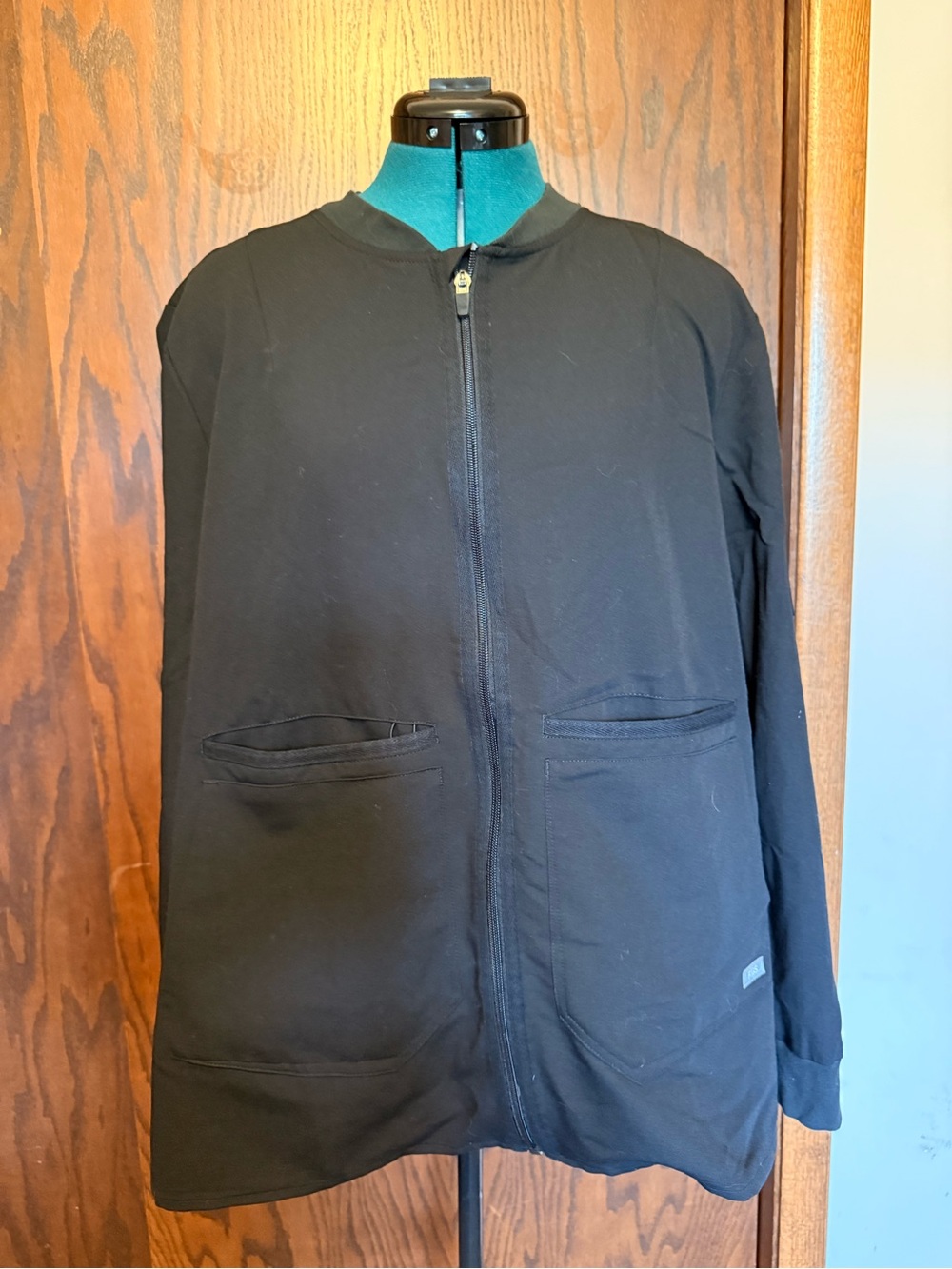 Figs Black Zip-Front Bomber Jacket